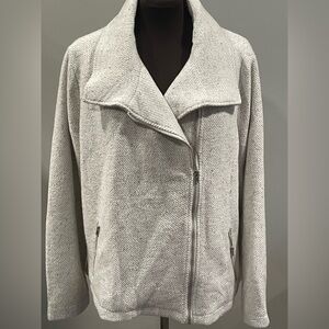 CjBanks Textured Cream Jacket with Silver Zipper